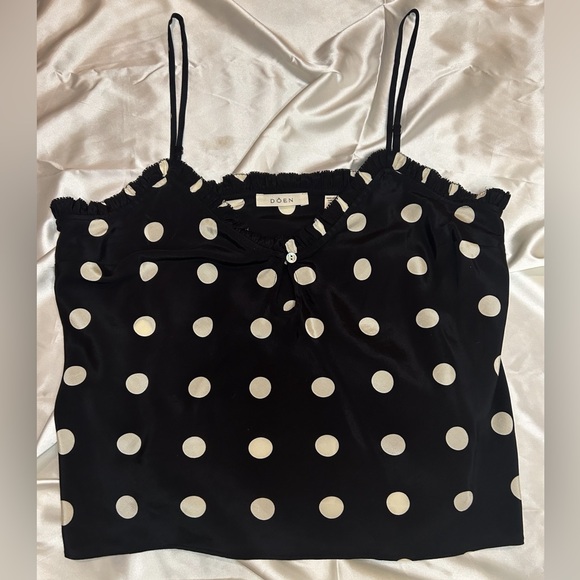 NWOT Doen Louise Black & White Polka Dot Silk Camisole in Solstice Sky, Size M - Picture 10 of 16